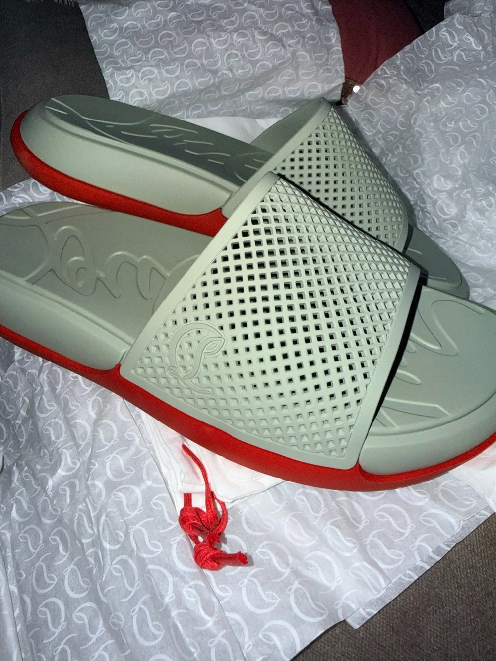 Light Sage Green Slip-On Slide Sandals with Red Soles Flexus shoes, slide, and sandals for Women - Spring Step Shoes main image 4